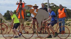 Victor Harbor Rotarians and avid local cyclists help with this year's Tour Down Under 2020. Erect the now famous kangaroos and orange bikes in conjunction with the city of Victor Harbor.